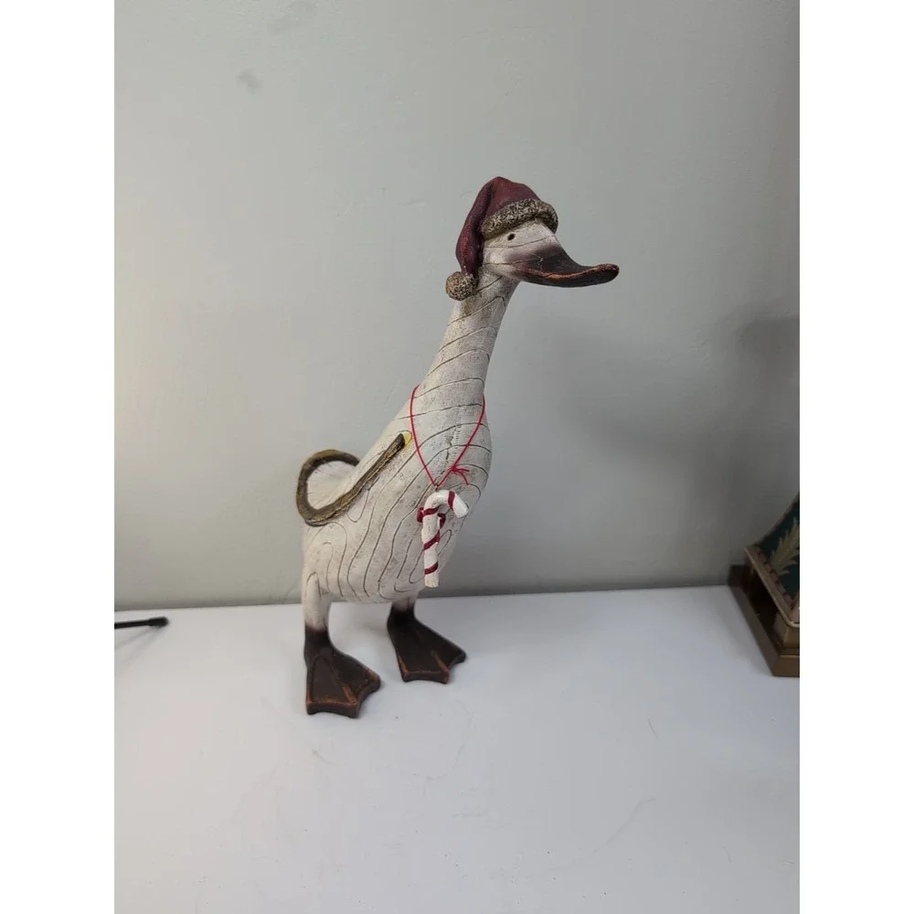 Folk Art Resin Holiday Christmas Duck Figure 13 In